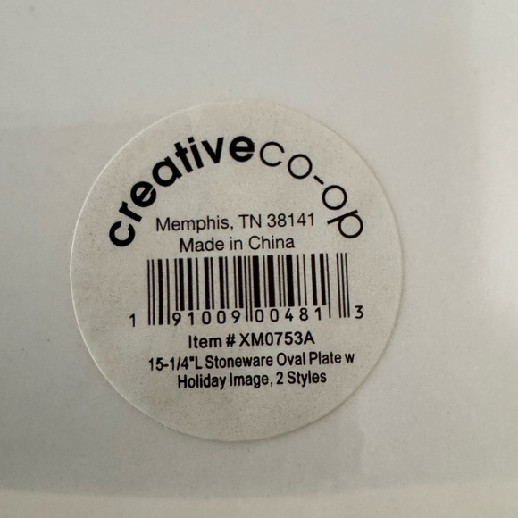 NWT Creative Co-Op Stoneware Oval Holiday Platter - Picture 10 of 12